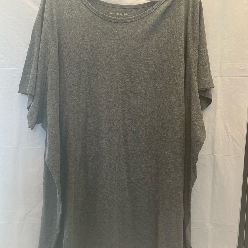 Woman Within Dark Gray Short Sleeve Tee 60% Cotton Sz 4X/34-36 NWNT